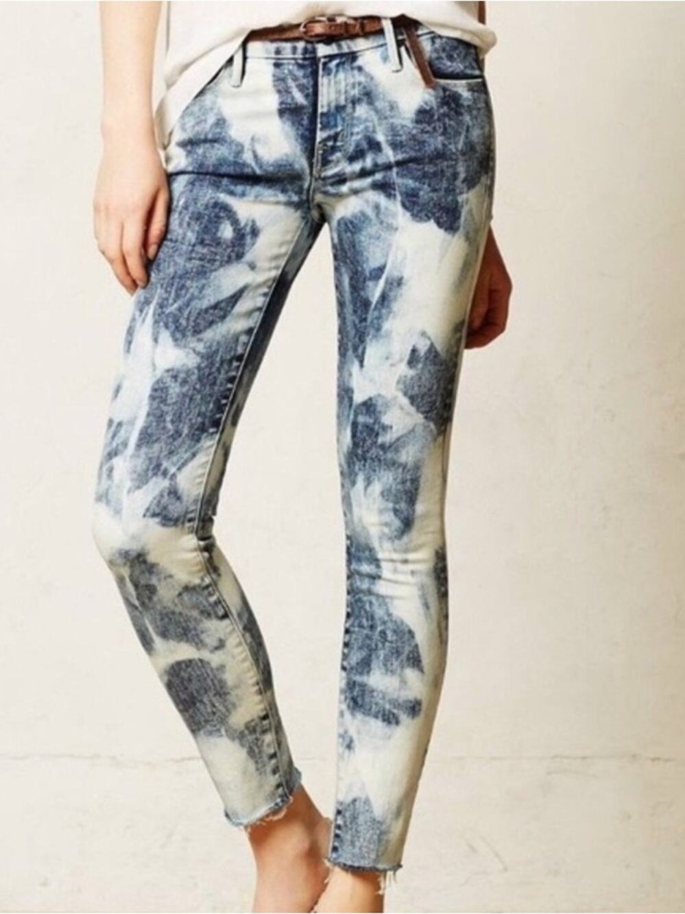 Mother Women’s Looker Ankle Fray Dog Gone It Tie Dye Cropped Slim Jeans Size 26